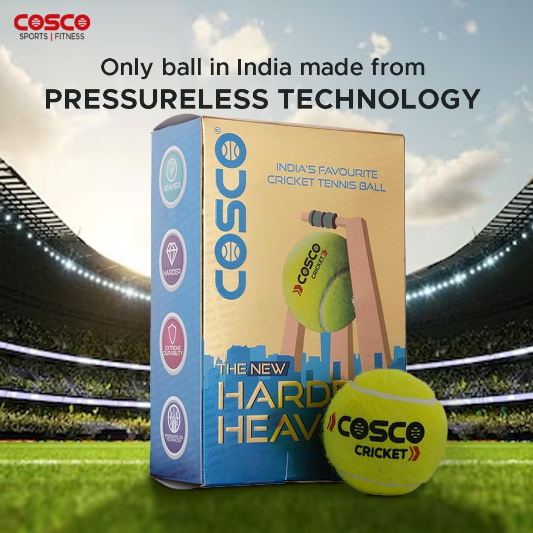 Cosco Light Cricket Tennis Ball (Pack of 6) Outer Material: Rubber, Color: Green, Standard Size