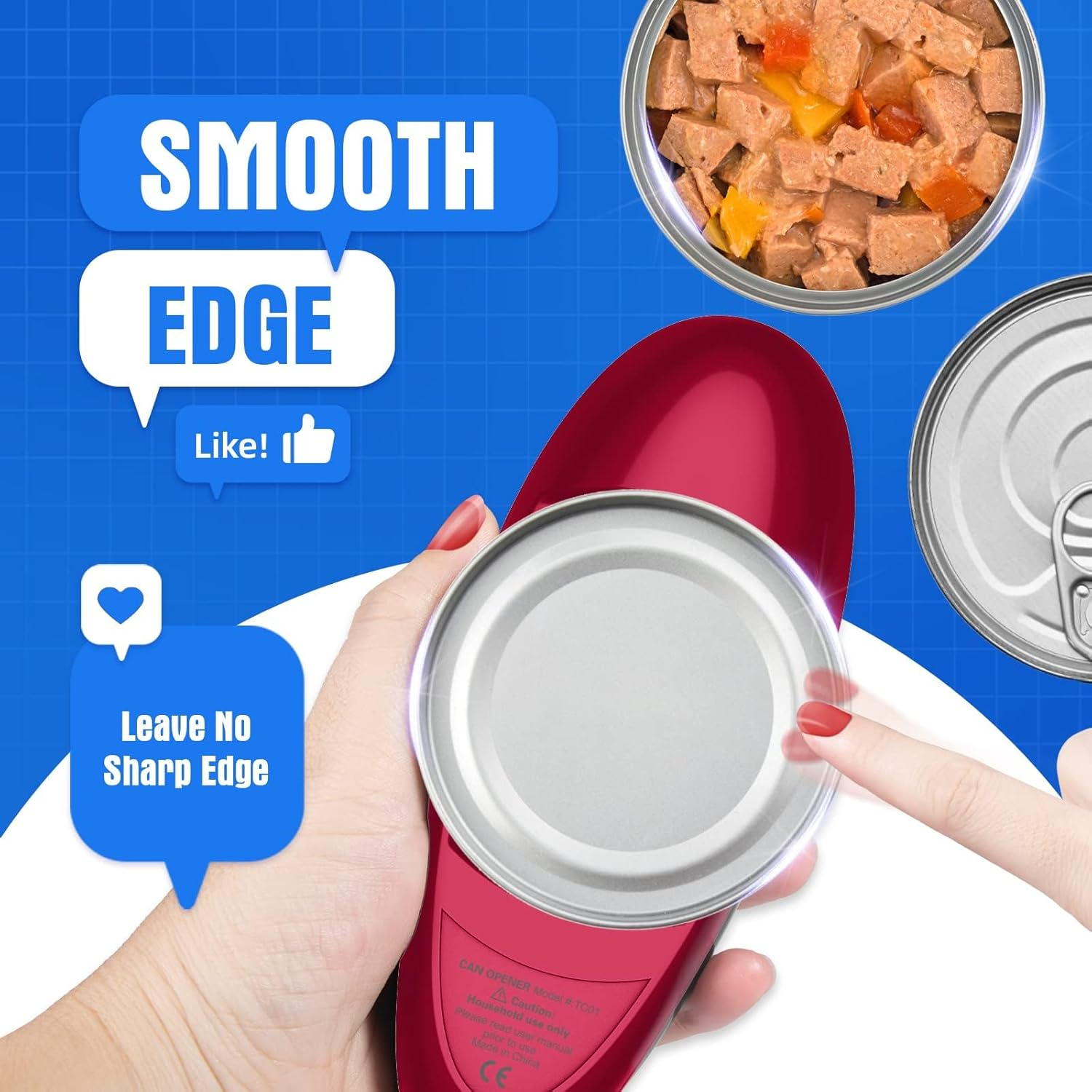 Electric Can Opener, No Sharp Edge Can Opene, One-Touch Electric Can Opener with Auto Shut,Best Kitchen Gadgets Electric Can Openers image number 1