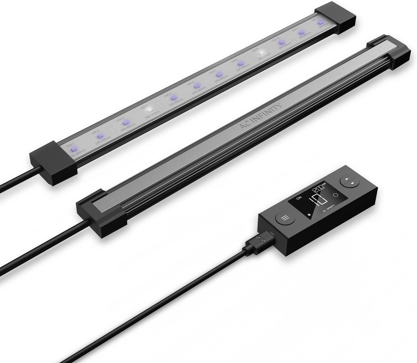 AC Infinity IONBEAM U2, Targeted Spectrum UV LED Grow Light Bars 11&rdquo;, 2-Bar Lighting Kit with 365Nm and 395Nm Diodes, Digital Dimming Schedule Controller, for Indoor Plants, Grow Tents, Greenhouses image number 5