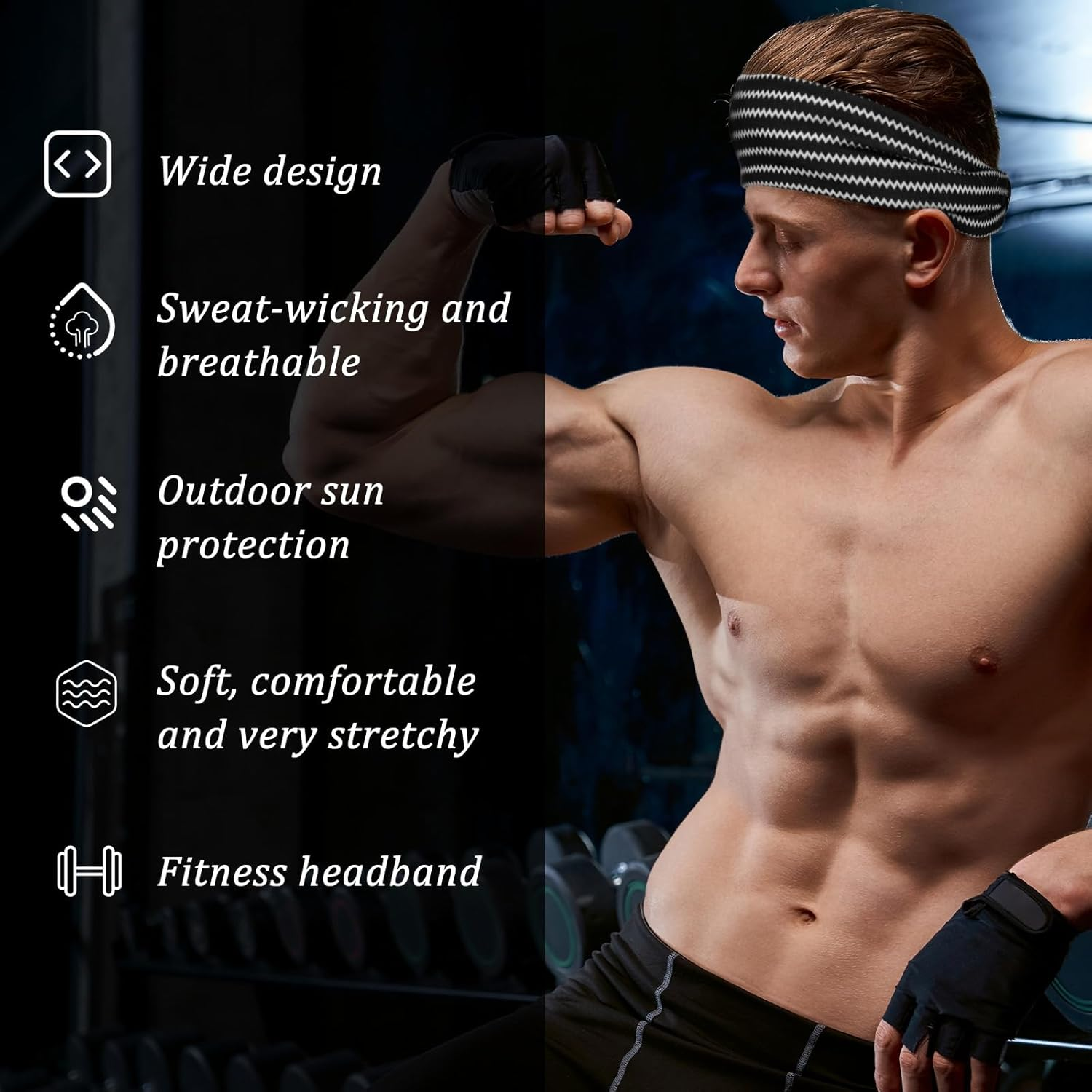 Pack of 6 Women'S Headbands, Elastic Wide Hair Bands for Yoga, Sports, Fitness, Running, Boho Hair Accessories image number 1