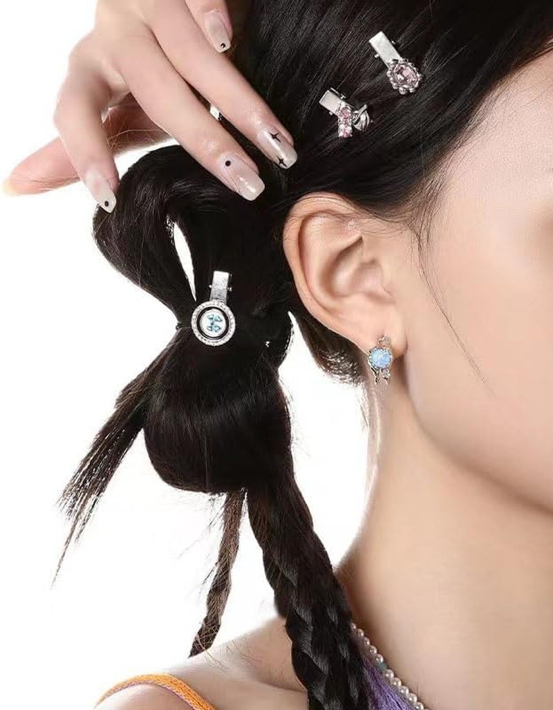 5PCS Mini Rhinestone Hair Clips, Small Hair Clips Colored Zircon Hair Accessories Sweet Mini Barrettes Bangs Hair Clips for Women Girls