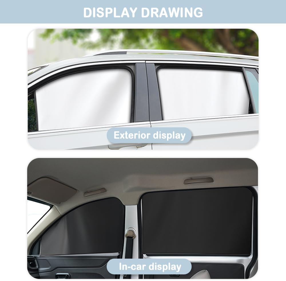 Magnetic Car Window Shade - Full Blackout for UV Block&Privacy Protection with Car Side Window Sun Shade- Universal Suv,Truck,Auto Privacy Shades (A-Side Window/4Pcs) - A-Rear Window/2Pcs image number 3