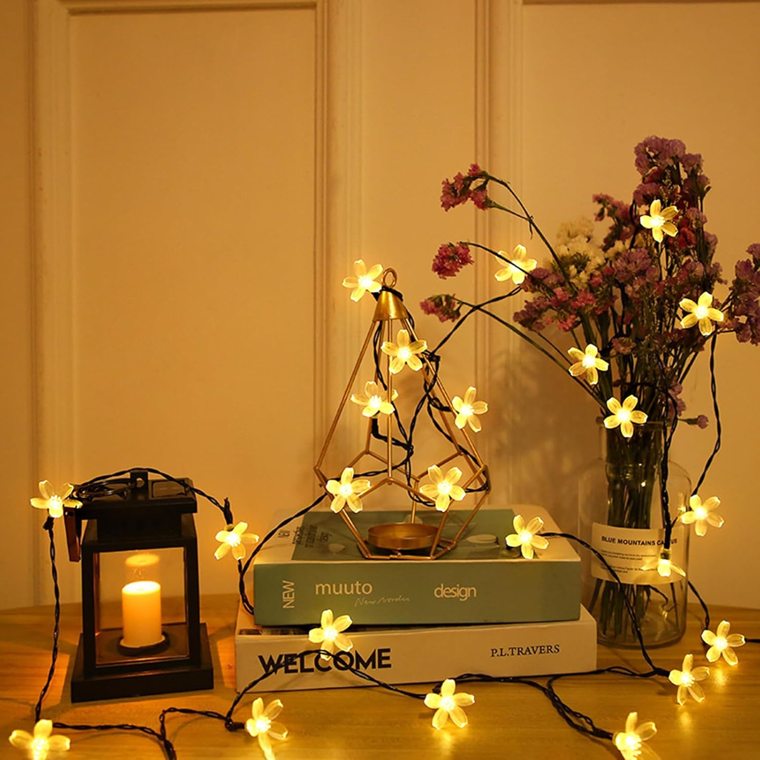 Acxilexy Solar Flower String Lights, 100LED 39Ft Cherry Blossom String Lights, 8 Modes Sakura Fairy Lights Outdoor, IP65 Waterproof Flower Lights for Garden Wedding Christmas Party Decoration - Multicoloured image number 2