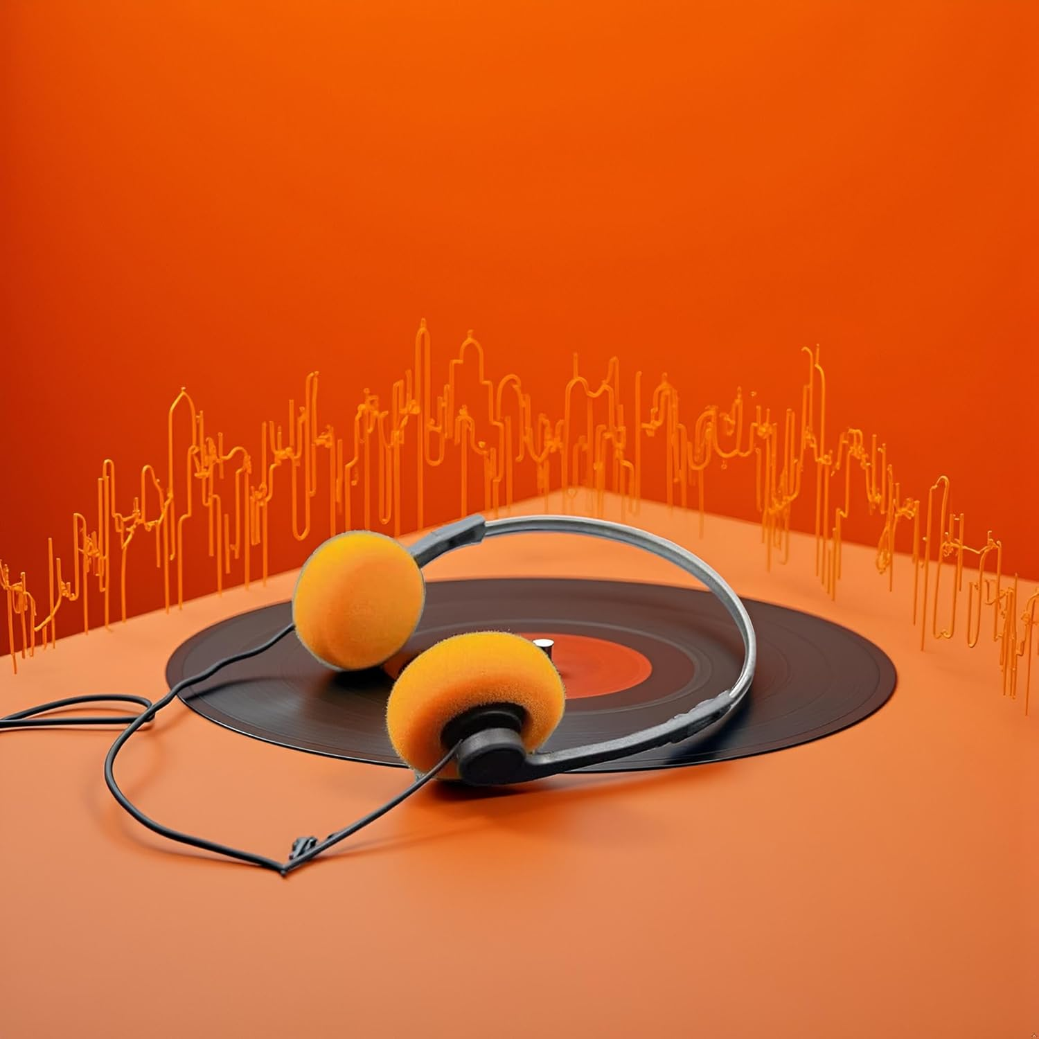 1Pc Orange Retro Over-Ear Headphone，Vintage Feelings Underwire Headphone,Retro Lightweight Earphones,Hi-Fi Stereo Earphone Headset,Walkman Headphones ,For Most Mobile Phones Playback Pevices Earbuds image number 5