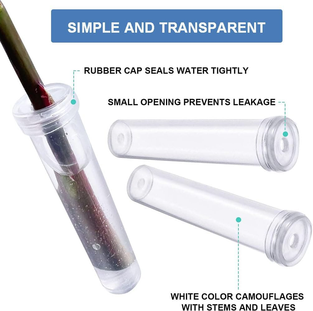 50 Pcs Floral Water Tubes, Leak-Proof Flower Stem Holders for Wedding Centerpieces, Home Decor, Artificial Arrangements - 72Mm Reusable Tubes image number 5