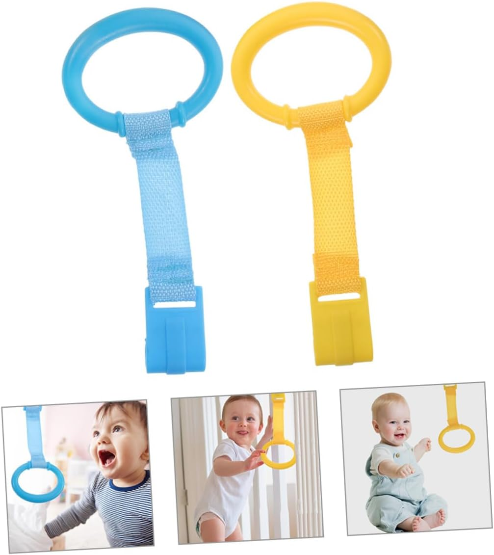 RORPOIR Baby Bed Stand up Rings 4Pcs Infant Walking Exercise Rings Pull Rings for Sturdy Lightweight Yellow image number 2