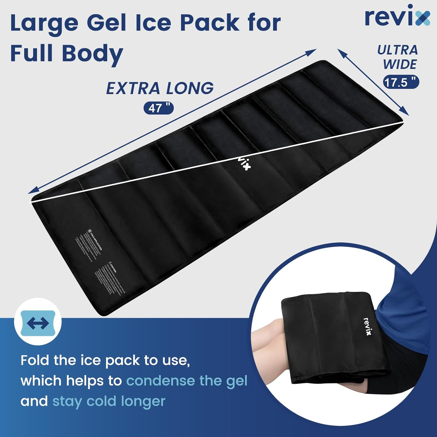 REVIX Full Body Ice Pack for Back, 47" X 17.5" Large Cold Packs Reusable Extra Large Gel Ice Pack for Entire Back Discomfort, Cold Compress Therapy for Shoulder Hip and Leg Relaxation image number 1