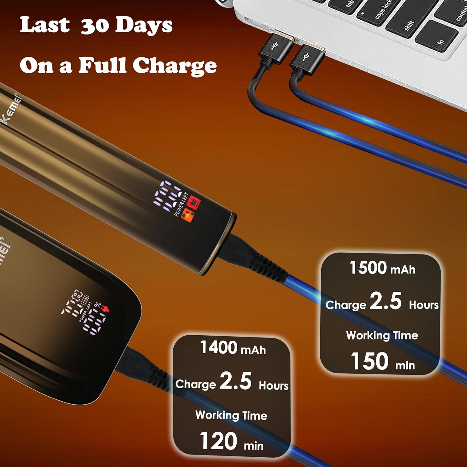 KEMEI Foil Shaver Men'S Electric Shavers with Double Foil Flexible Blades T-Shaped Beard Trimmer Hair Trimmers Care Sets Waterproof image number 4