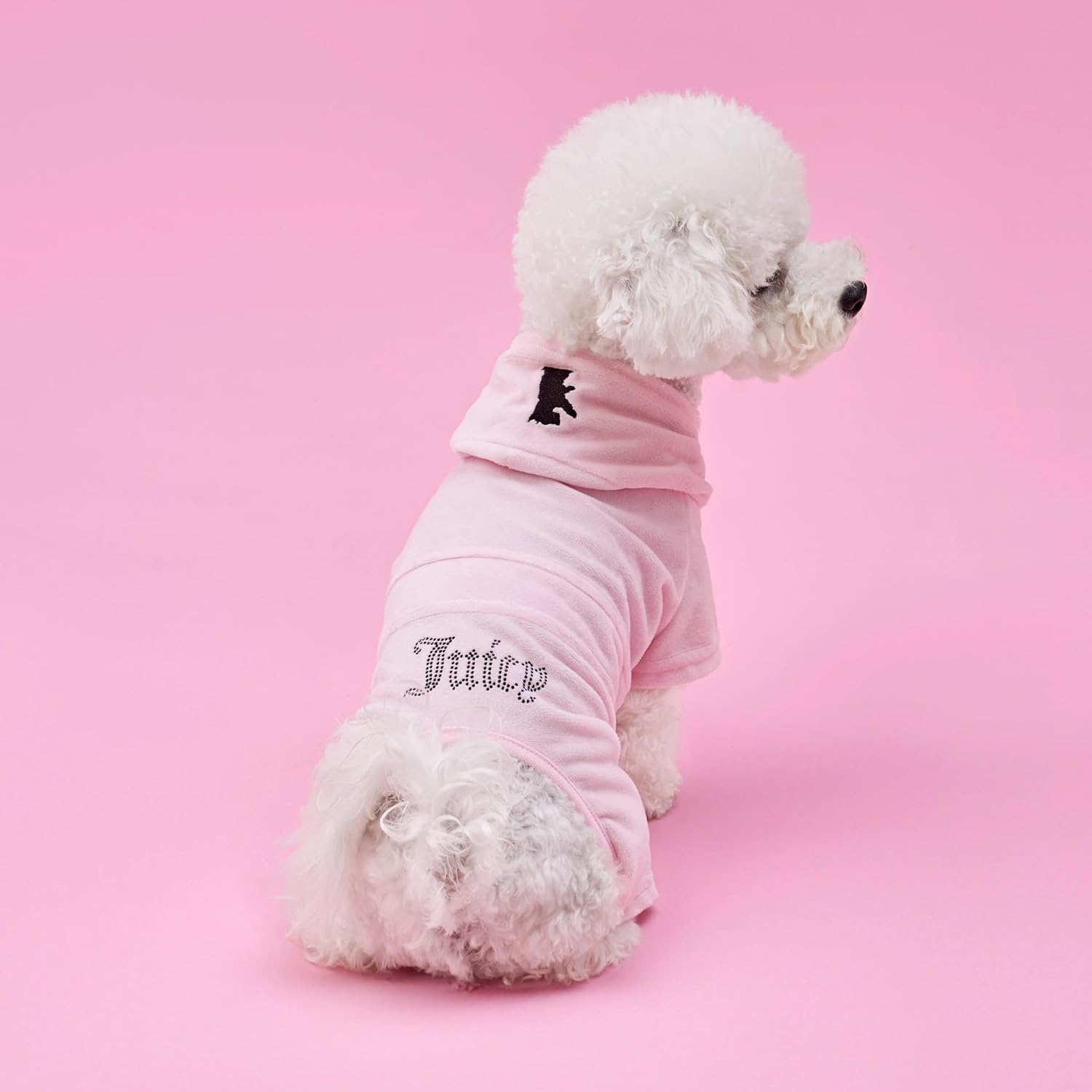 Juicy Couture Hooded Pet Juicy Bling Velour Tracksuit Chest 16 Inches for Small Dogs and Cats - Pink - XS/S image number 3