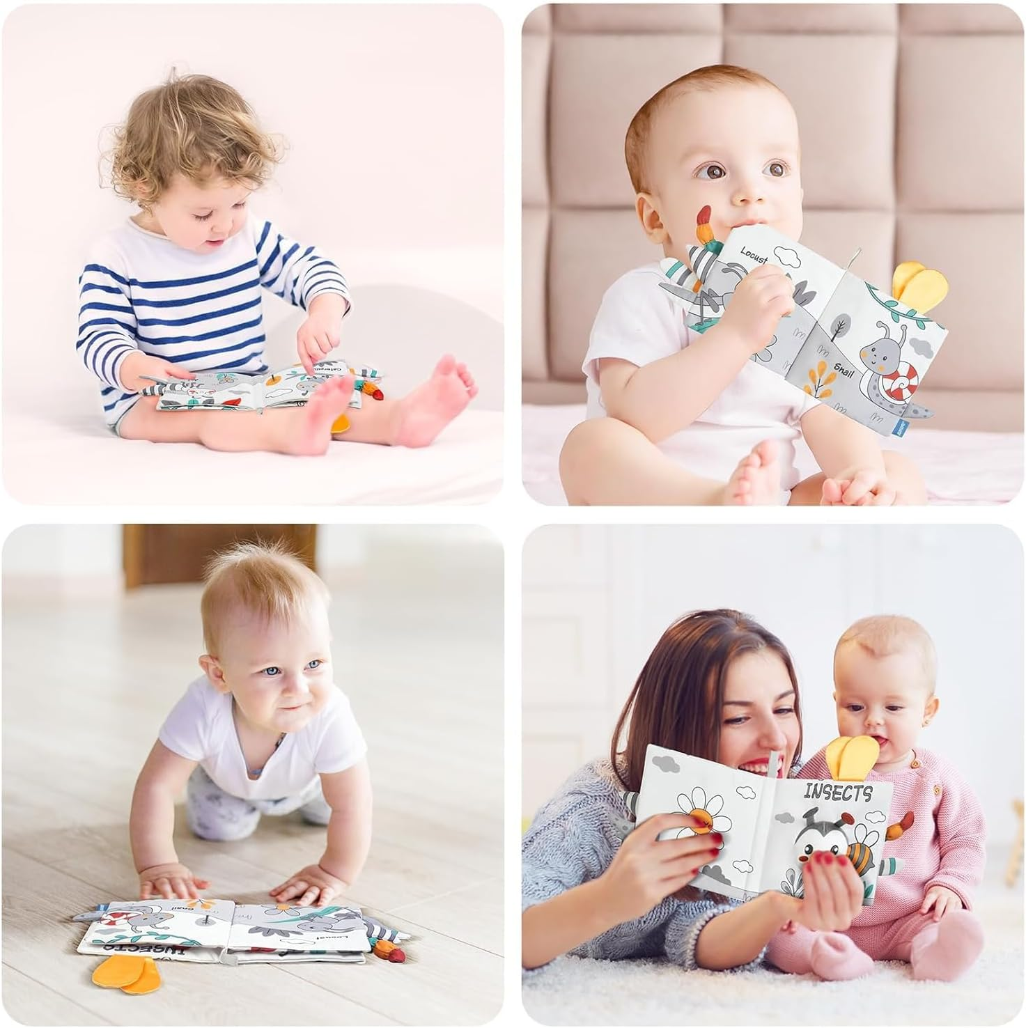 Soft Baby Book Toy - Crinkle Touch & Feel Sensory Book for Newborns 0-18 Months, 3D Interactive Infant Toy with Textured Pages - Baby Showers (Bee Design) image number 3