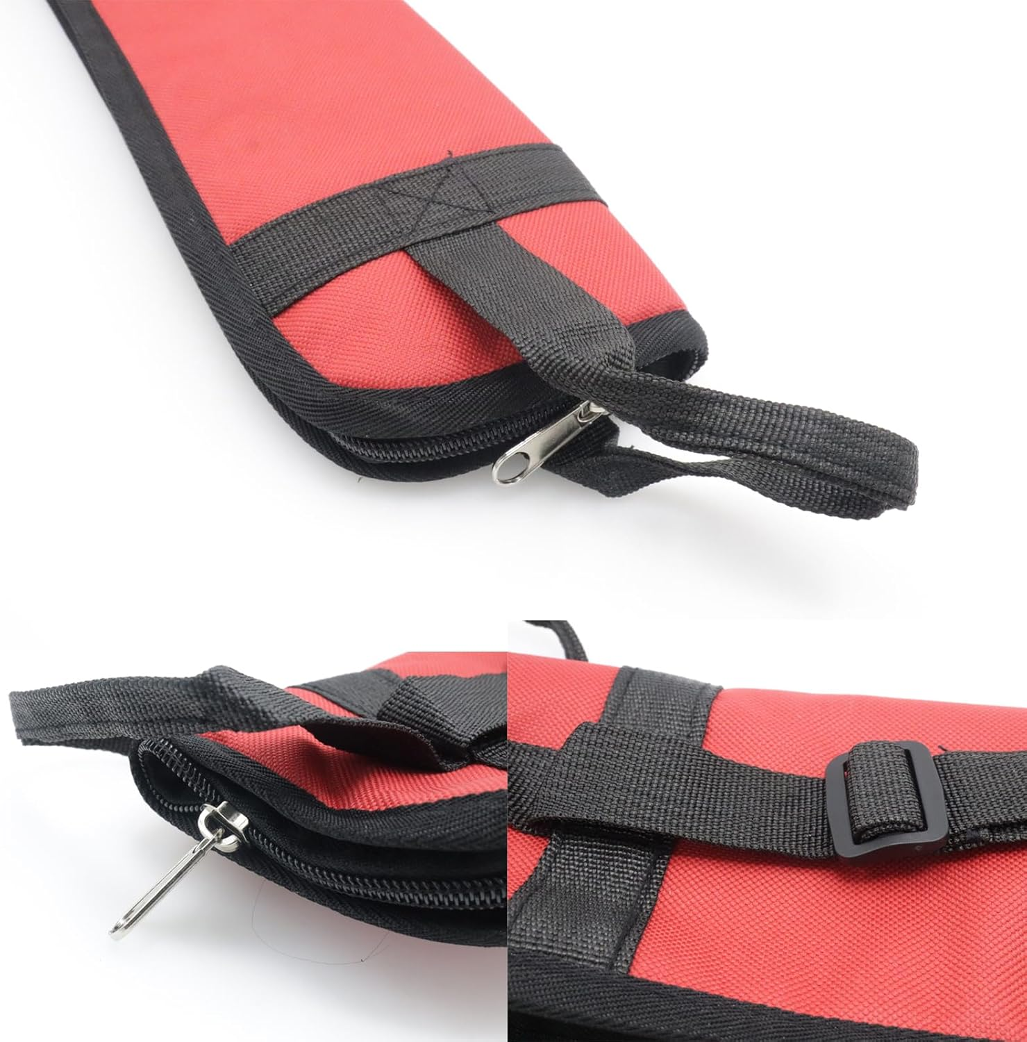 Portable Drumstick Storage Case, Small Hanging Holder with Hooks inside for Drum Set Mallet and Percussion Sticks - Red image number 2