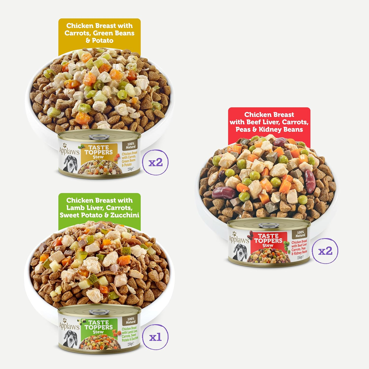 Applaws Taste Toppers 100% Natural Wet Dog Food Chicken Breast Stew Selection Tin 156G (Pack of 5), Limited Ingredients Pet Food image number 2