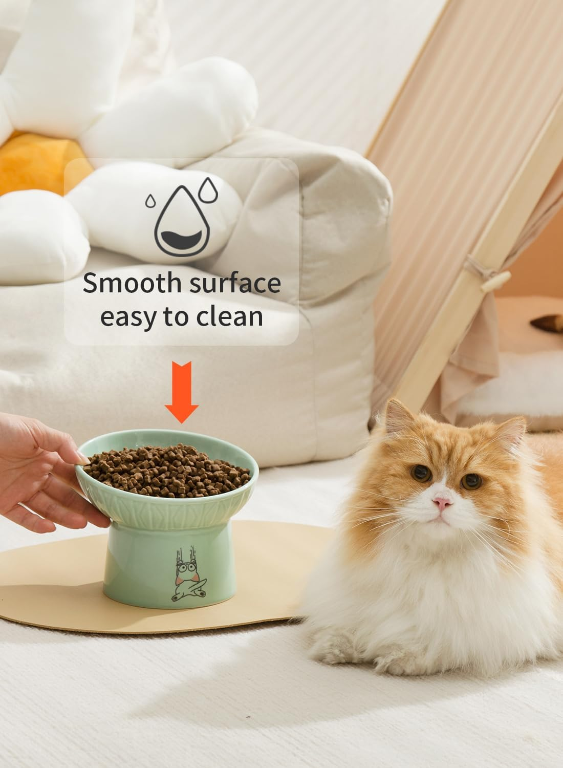 OMAYKEY Extra Wide Raised Cat Bowls, 6.5 Inch Wide Ceramic Tilted Elevated Cat Bowl, Prevent Neck & Whisker Fatigue, anti Vomit for Cats Puppies, Dishwasher and Microwave Safe, 2 Pack - Grey,White image number 7