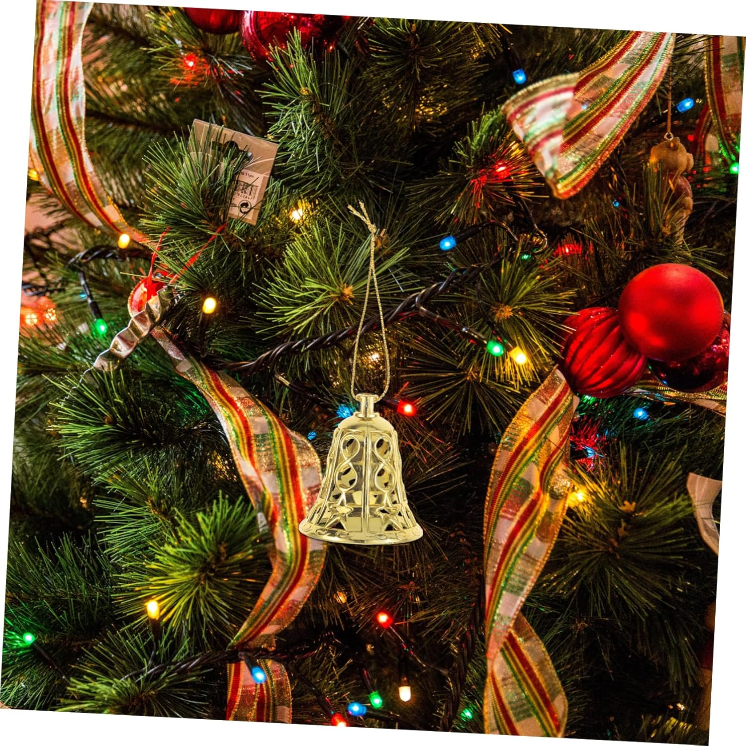 12Pcs Christmas Tree Hanging Bell Ornaments Decorative Props for Theme Parties Weddings Year Decor Eye-Catching Pendant Decor for Bookshelves Shelves and Cars image number 3