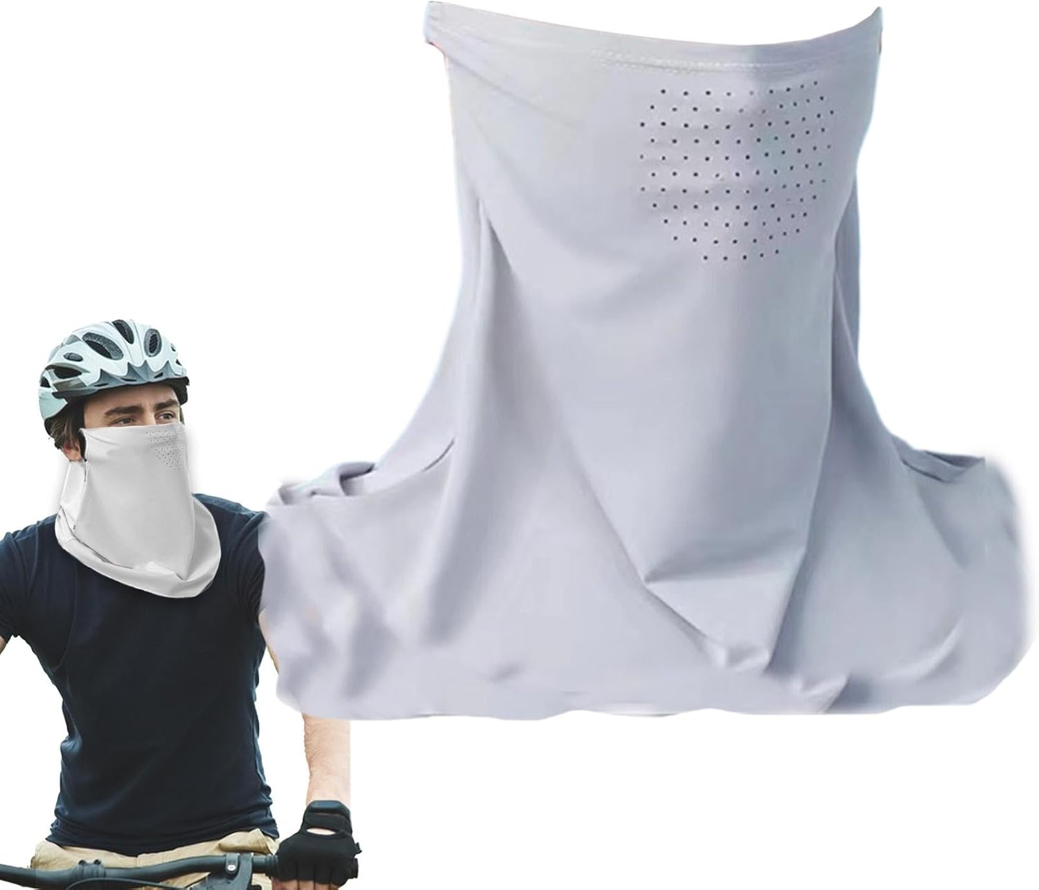 UV Face Cover - UPF 50+ Face Scarf Cover,Cooling Facial Shield with Ear Loops, Sunscreen Covering Shield for Summer - Black image number 7