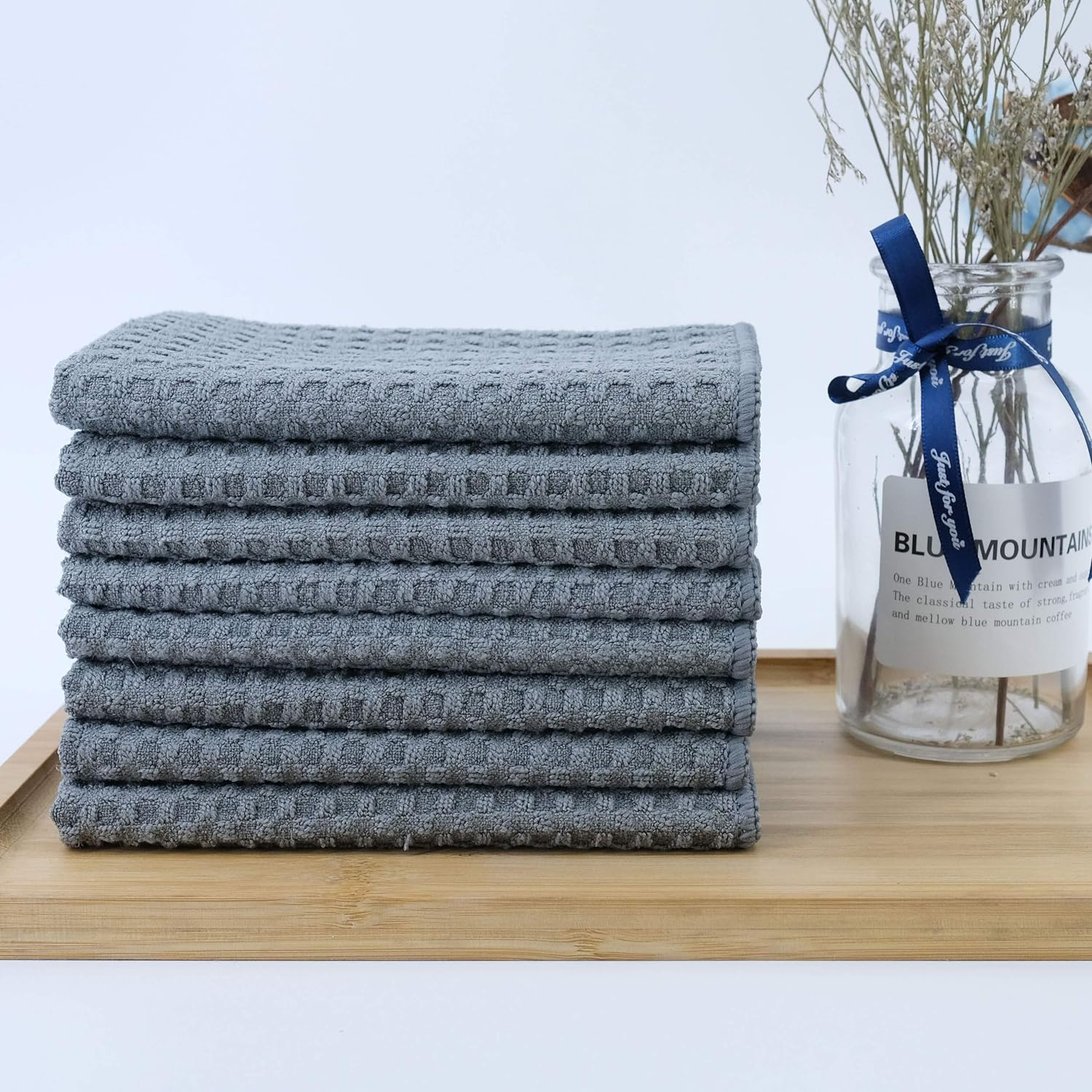 Polyte Ultra Premium Microfibre Kitchen Dish Cloth Waffle Weave, 8 Pack (30X30 Cm, Grey) image number 4