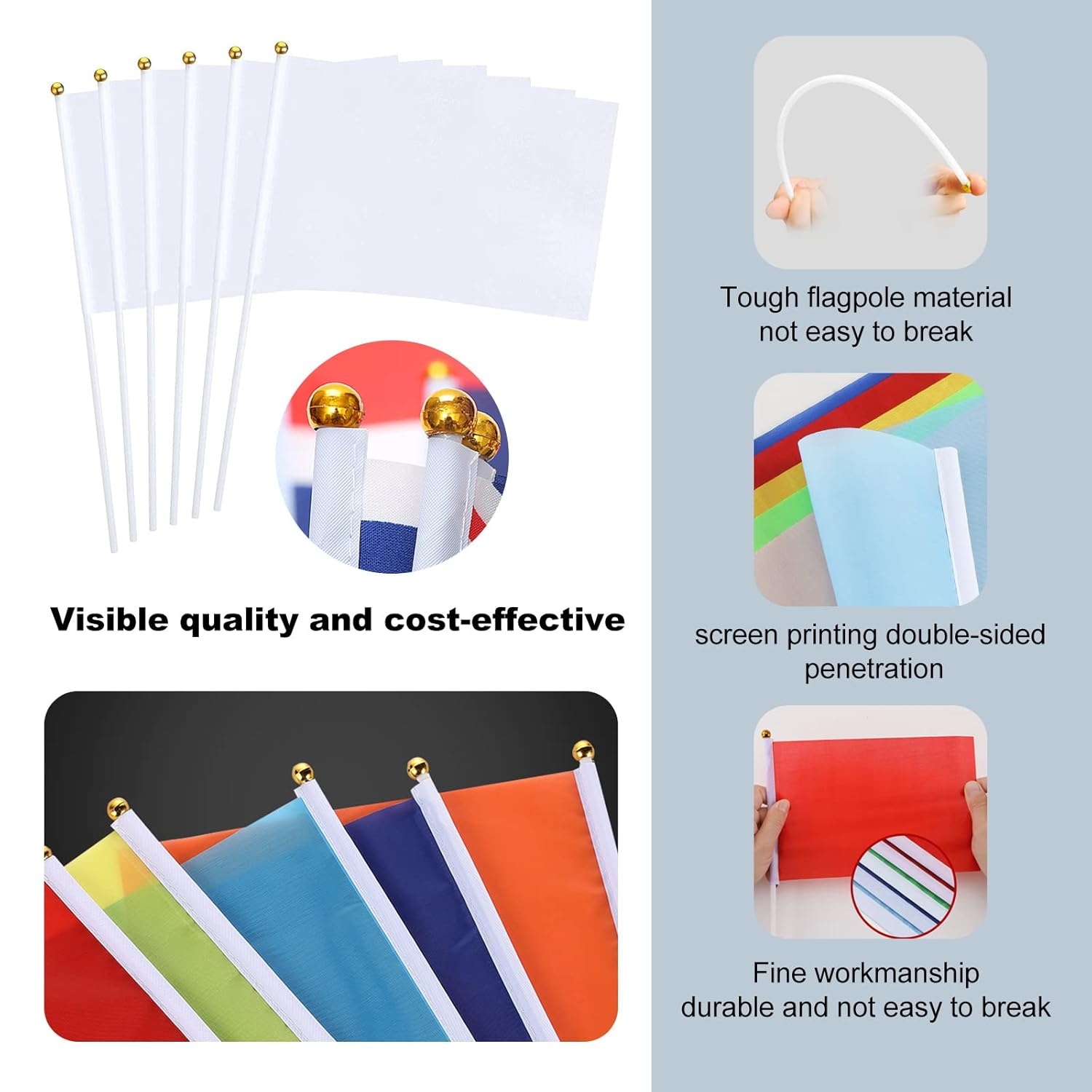 30 Pack Mini Plain Blank Flag Solid White Small Flag White DIY Flags on Stick,Perfect Decorations Themed Party,Grand Opening,Kids Birthday,Sports Clubs,Festival Events image number 6