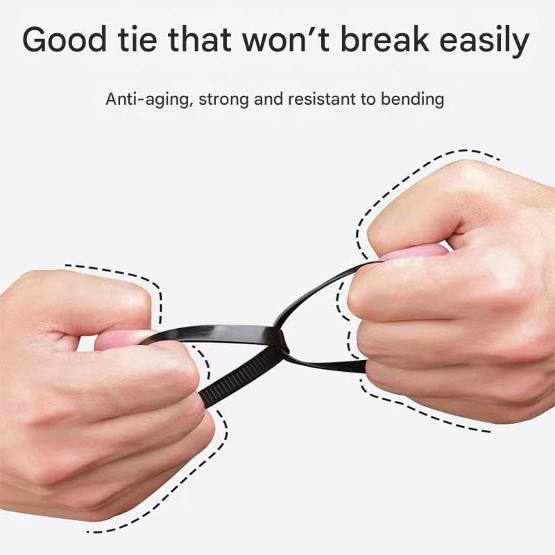 50Pcs Self-Adhesive Cable Ties + 100Pcs Cable Zipper Ties, Adjustable Wire Management Cable Clips, Cable Organizer Ties, Must-Haves for Home, Workshop, Office (Total 150Pcs) (Black) image number 6