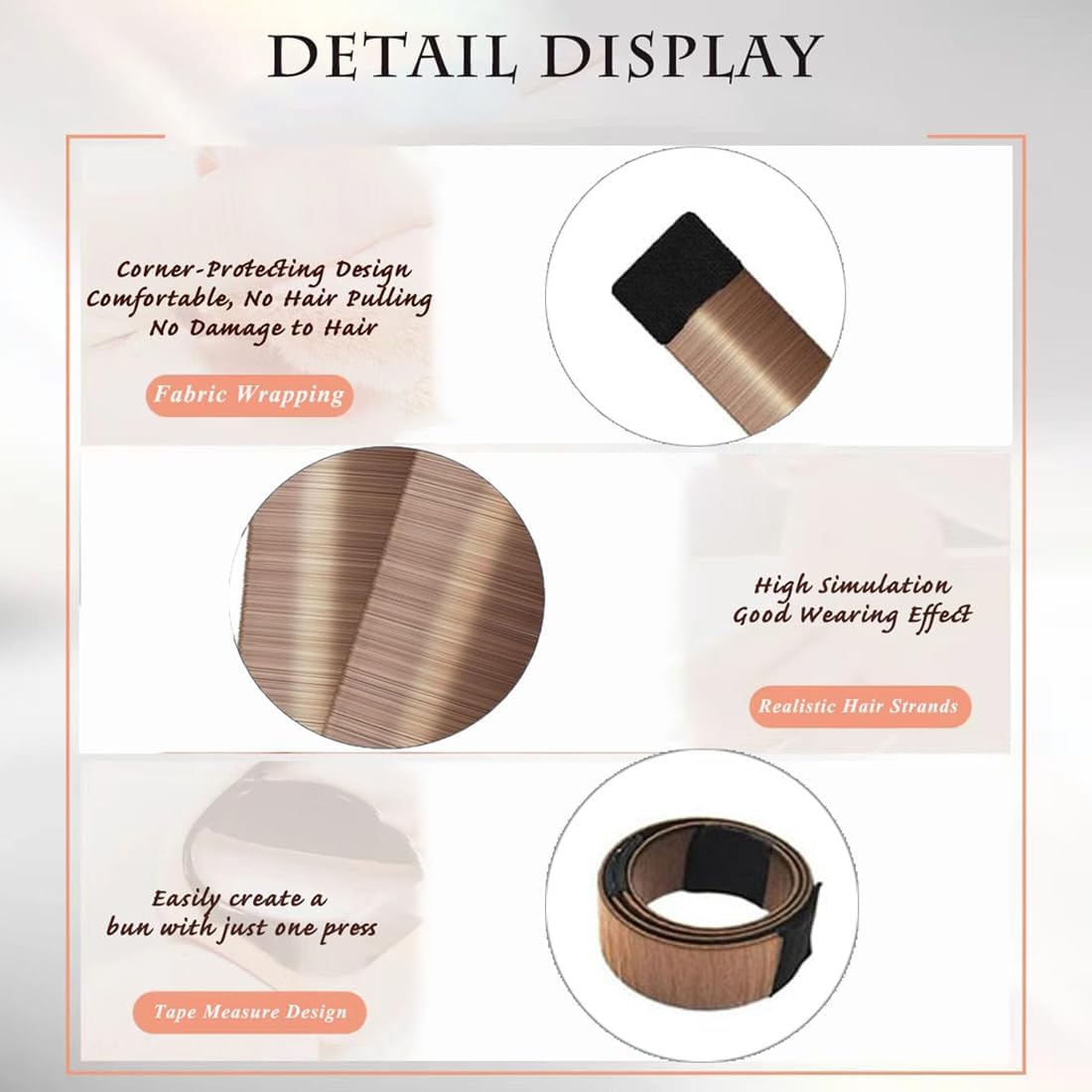 GHPKOTW Pack of 3 Braiding Aid Hair Girls and Women, Hair Knitting Tool Accessories, DIY Hair Styling for Long and Short Hair, Brown Doughnut Hair Bun Maker for Children Bun Hair image number 1