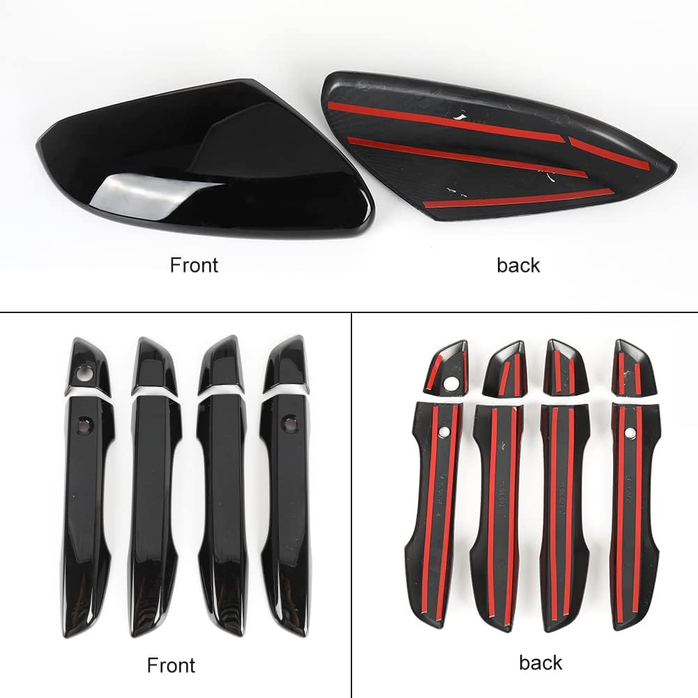 SAPUBK Side Mirror Cover Cap + Door Handle Covers Kit Compatible with 10Th Honda Civic 2016 2017 2018 2019 2020 2021 (Black) - Black image number 7