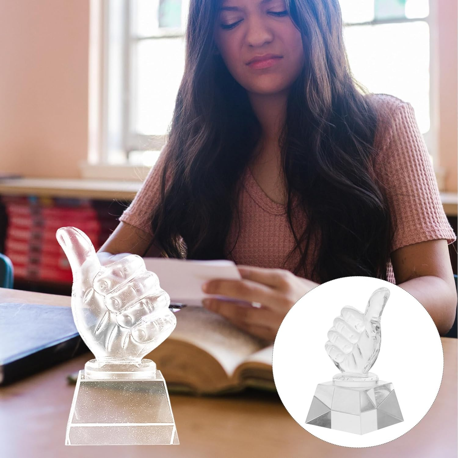 COHEALI Thumbs up Award Thumb Trophy Finger Trophy Hand Trophy Trophies Glass Award image number 1