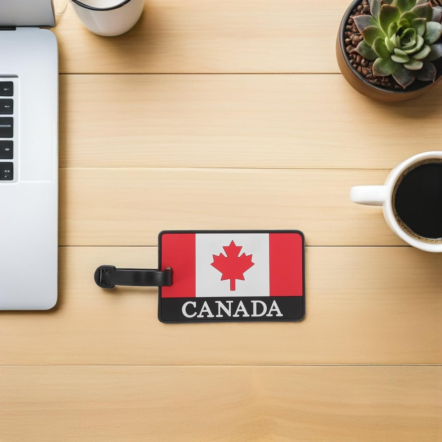 TEHAUX 2Pcs Canada Flag PVC Luggage Tags Attached Strap for Airplane Travel Essentials, Privacy Protection Bag Identification Tags for Suitcase and Backpack image number 5