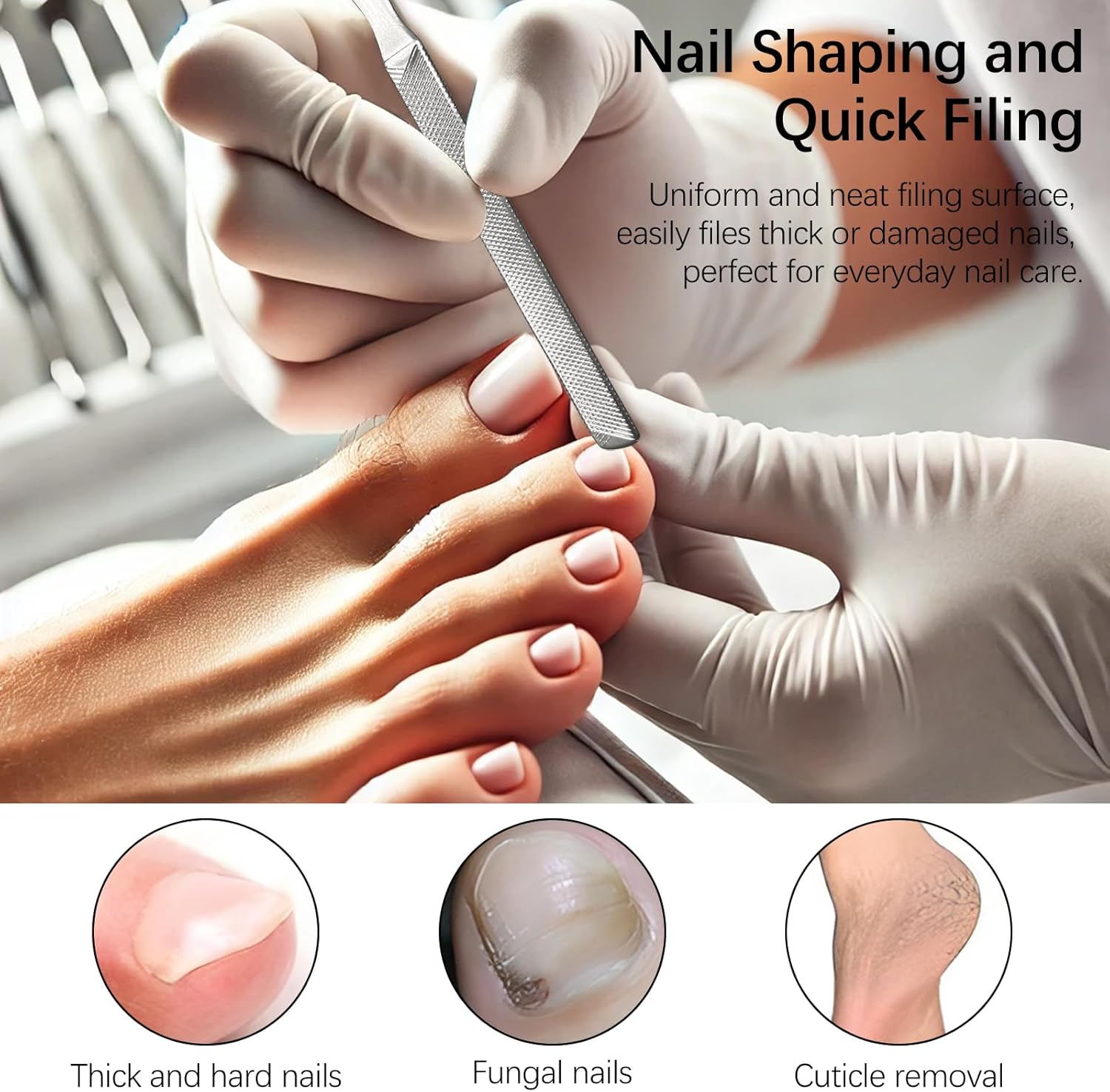 2-Pack Stainless Steel Toe Nail Files, 4-Sided Design for Thick Nails, Ideal for Men, Seniors, and Dogs