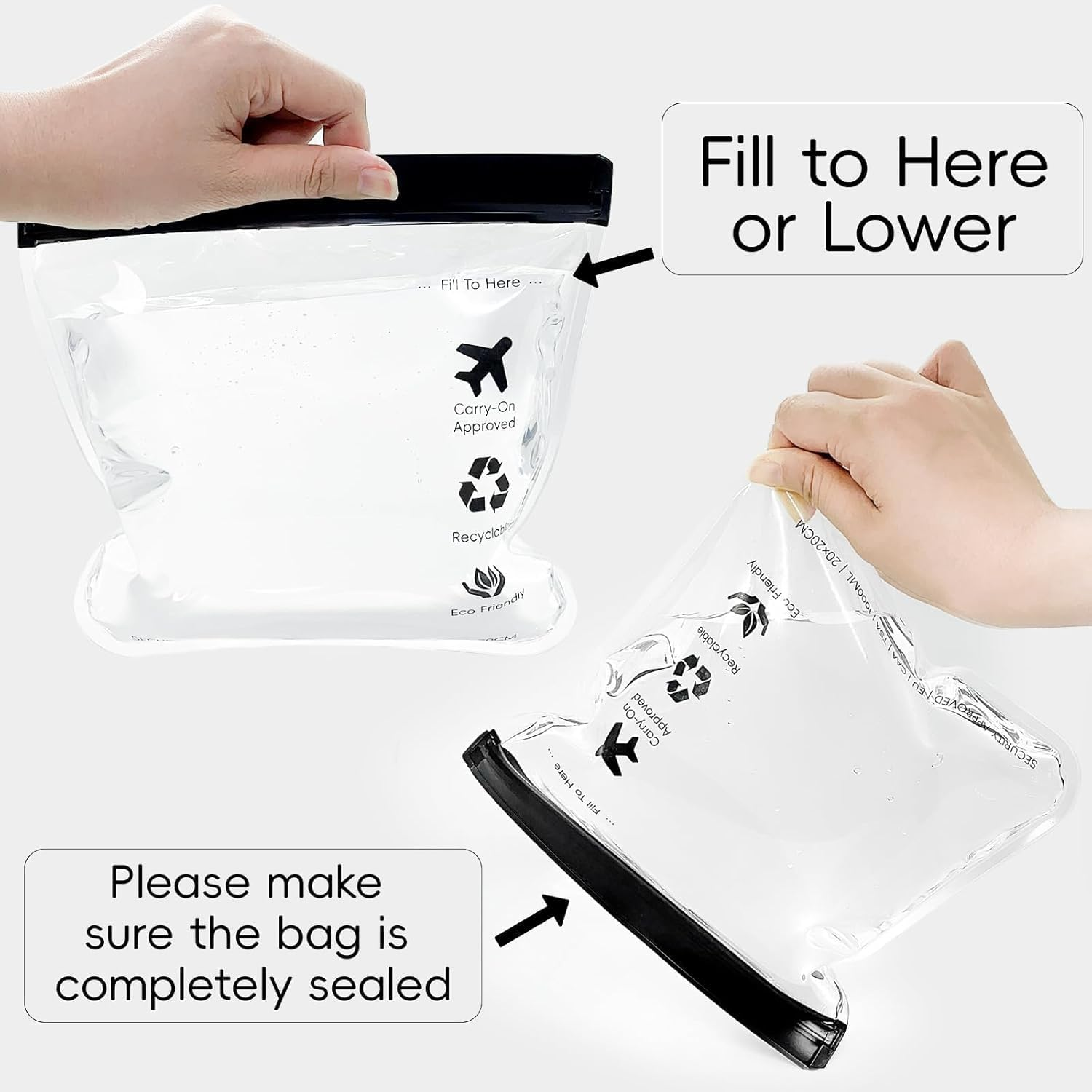 Clear Travel Toiletry Bags, TSA Approved, Quart Size Waterproof, 4-Piece Set image number 3