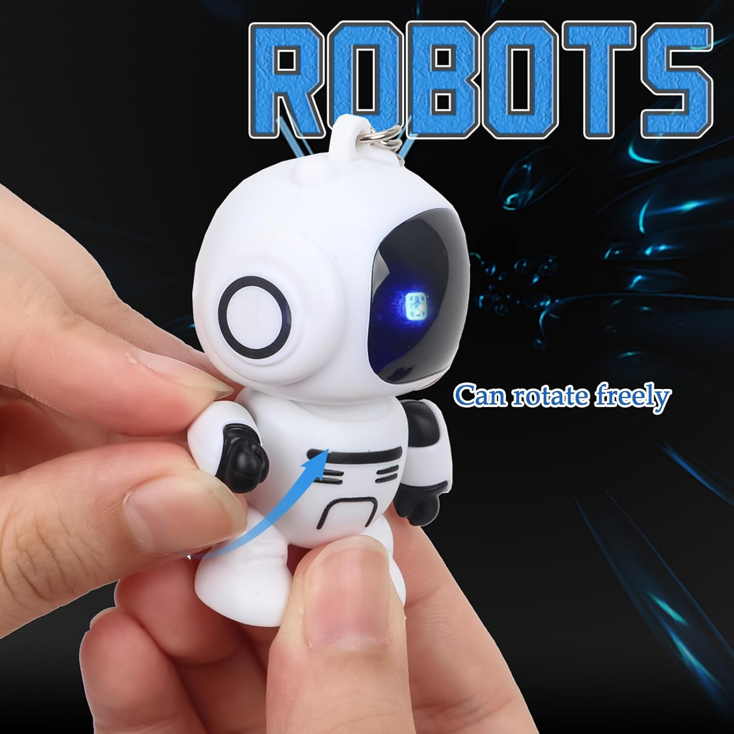 Purse Charm - Joint Movable Keyring - Glowing Eyes Design Keychains for Backpacks - for Women Men Bag Schoolbag Handbag Home Car Travel - White image number 6