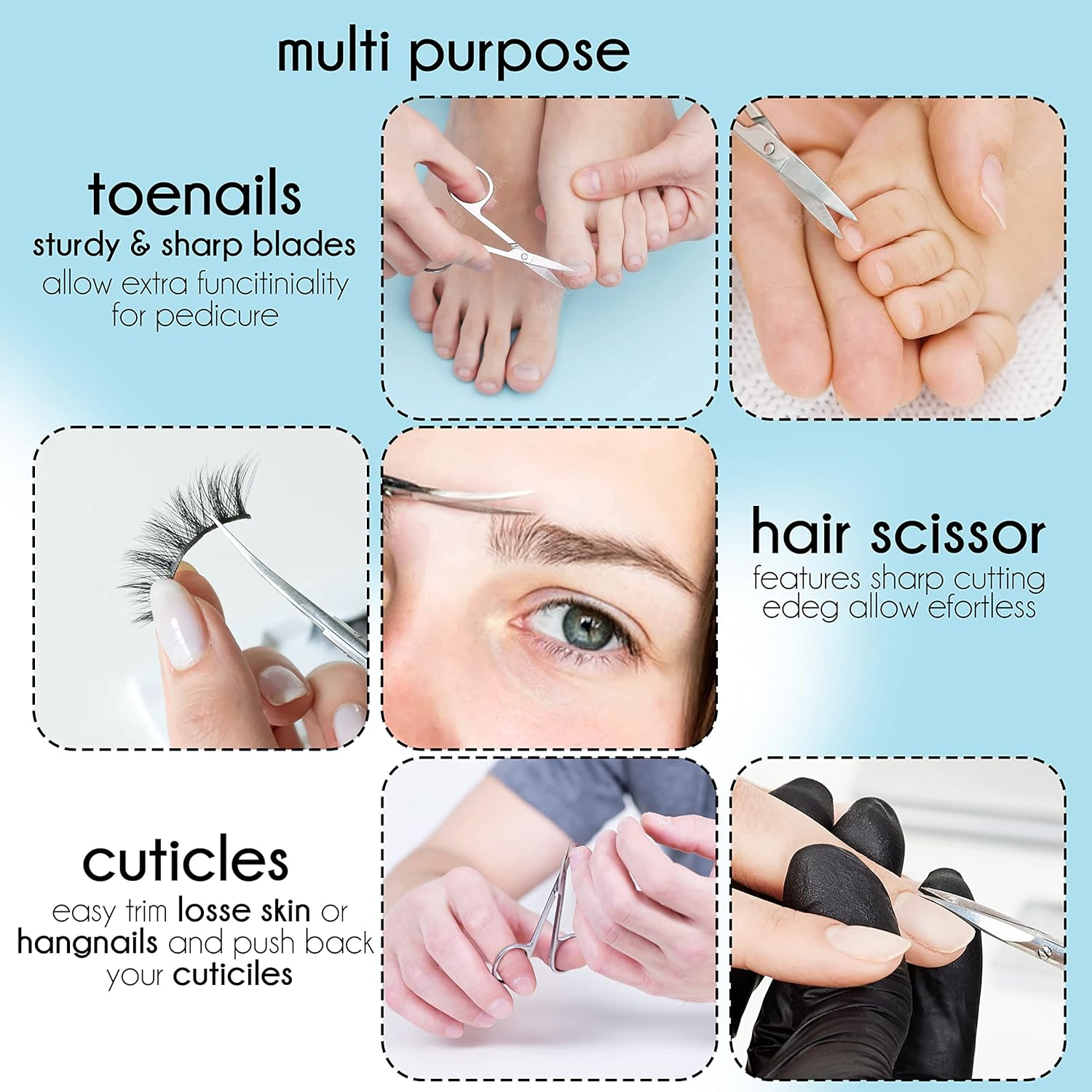 Tecto Professional Nail Scissors, Stainless Steel Manicure Scissors,Cuticle Scissors, Multi-Purpose, Eyelashes, Eyebrow, Toenail for Women and Men (Curved Nail Scissor) image number 1