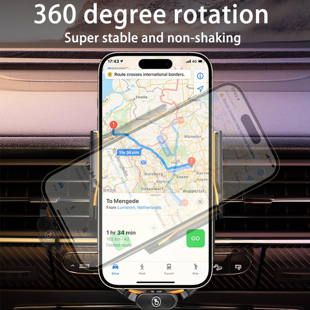 Cadozeal RGB Car Phone Holder| 66W Fast Charge| 5-In-1| One Hand Touch Auto Lock, 360&deg; Rotation Super Stable, Patented Premium Alloy Car Phone Mount for All Smartphone image number 3