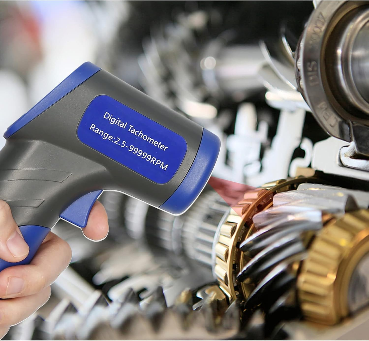 RAYWE Digital Tachometer Tachometer Handheld RPM Meter Speedmeter (2.5-99999RPM Measuring Range) with Backlit LCD Display for Motor Machine Lathe