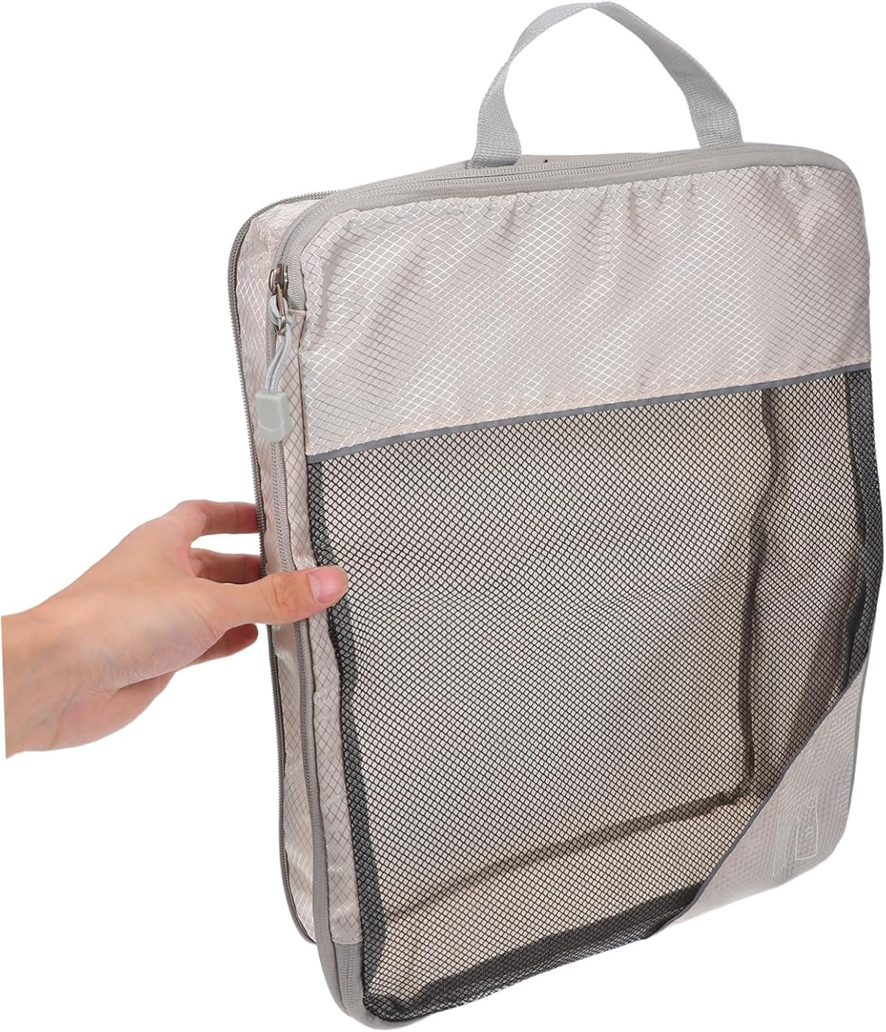 CLISPEED 3PCS Travel Packing Cubes Compression Beige Expandable Lightweight Organizer Bags for Suitcases Quick Space-Saving Storage Versatile Luggage Essentials for Clothing Toiletries image number 3