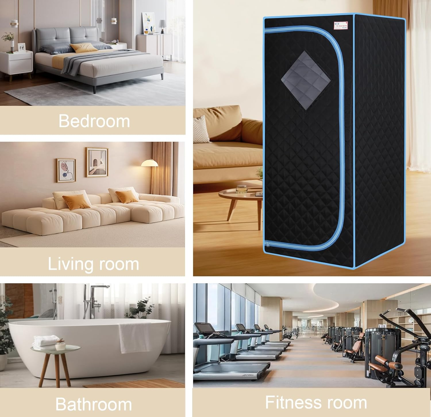 Infrared Sauna,Portable Infrared Sauna for Home Spa,With Heated Feet and Portable Chair with Timed and Adjustable Temperature Settings for Reduce Stress Fatigue Indoor Sauna(Black) image number 3