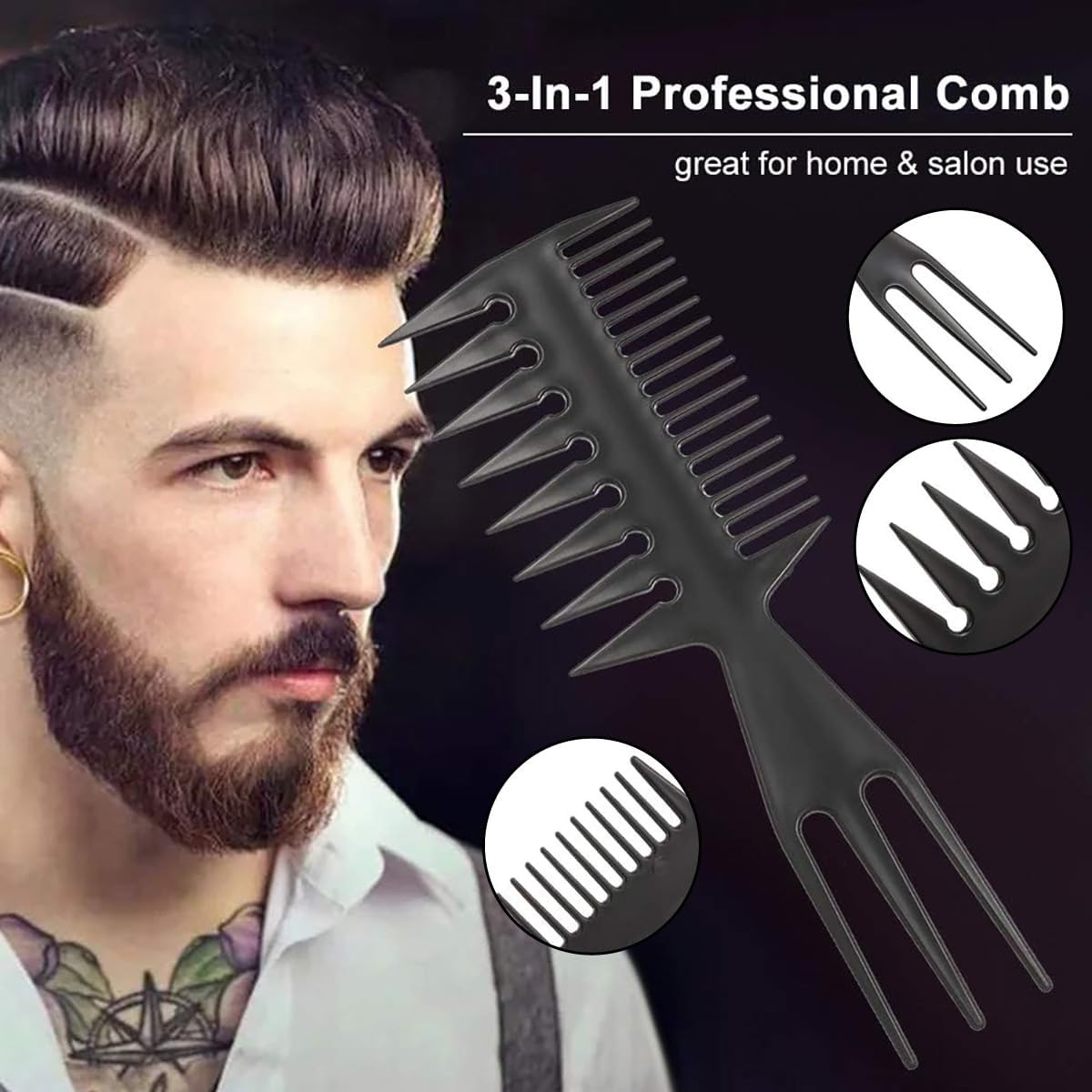 AIMALL 3-In-1 Hair Comb Styling Tool for Salon and Home Use &ndash; Professional Quality Fish Tail, Wide Tooth, and Dual-Sided Comb image number 6