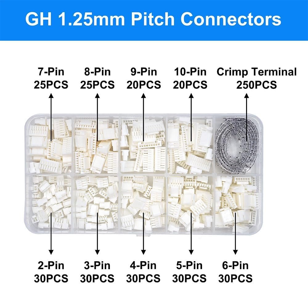 GH1.25 Connectors and Crimp Terminal Kit Compatible with JST GH Connectors Plugs 1.25Mm Pitch for Pixhawk Cube 6C 6X Pixhawk4 Drone Flight Controller image number 1