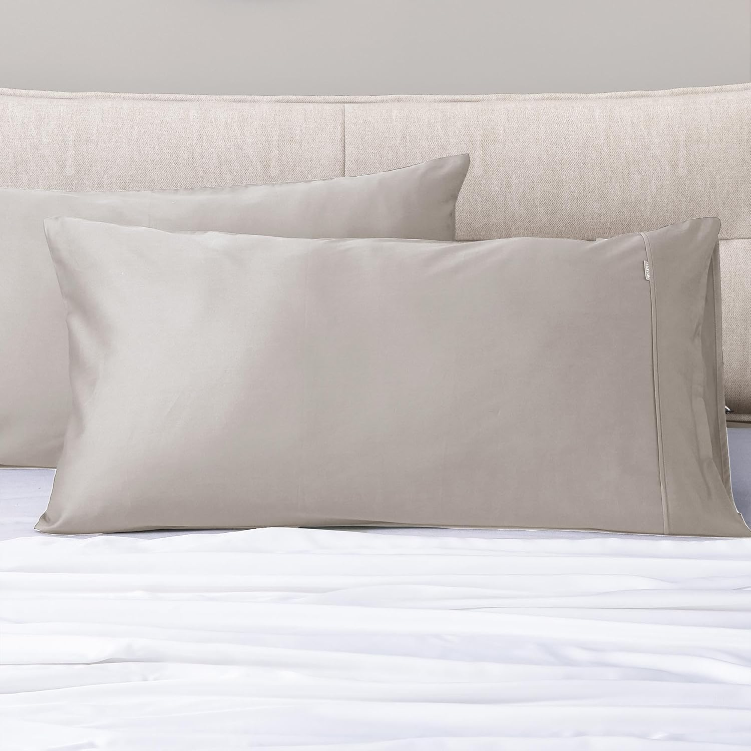 Luxton 100% 1000TC Cotton European Pillowcases 65X65Cm Linen Beige Sateen Cotton Solid Plain Linen Beige Hotel Level European Pillowcase 1PC (65X65Cm, Linen Beige)