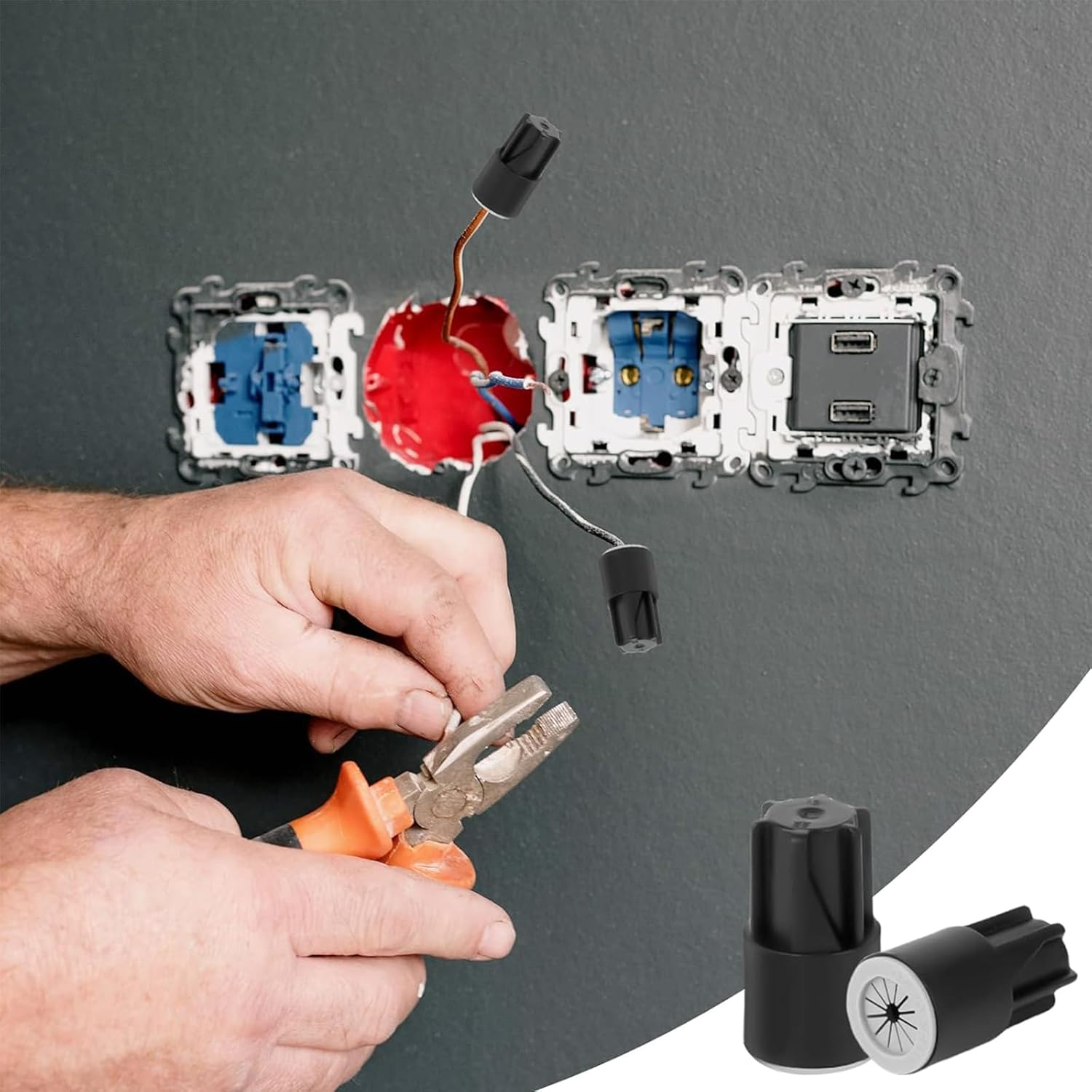 Snokay 30 PCS Waterproof Wire Connectors, Outdoor Electrical Cable Terminal Twist Nuts Cap, for Wet Location Installation, Landscape Lights, Irrigation Valves, Black image number 5