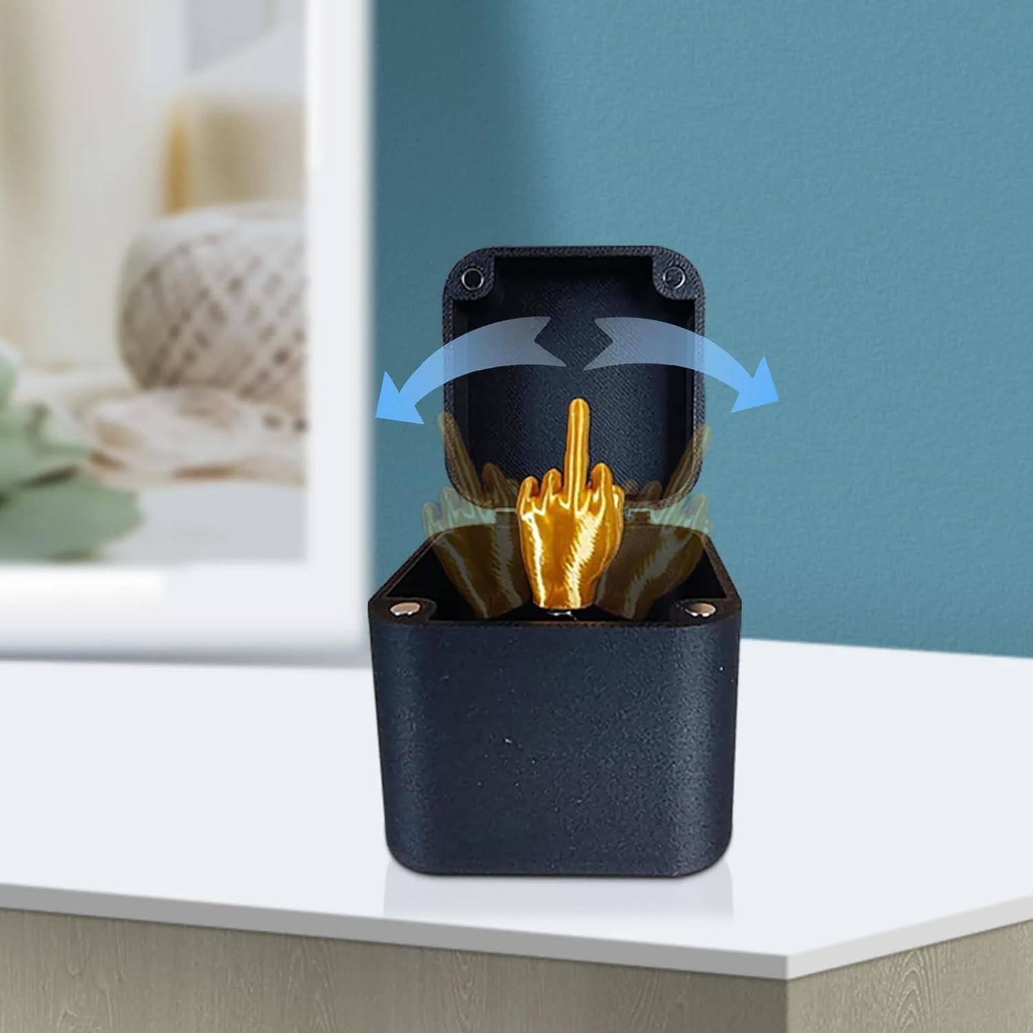 Middle Finger in a Box, Middle Finger Surprise Gift Box, Surprise Prank up Middle Finger with Box for Adults, Christmas Funny Prank Middle Finger Hand Statue for Desk Decor image number 1