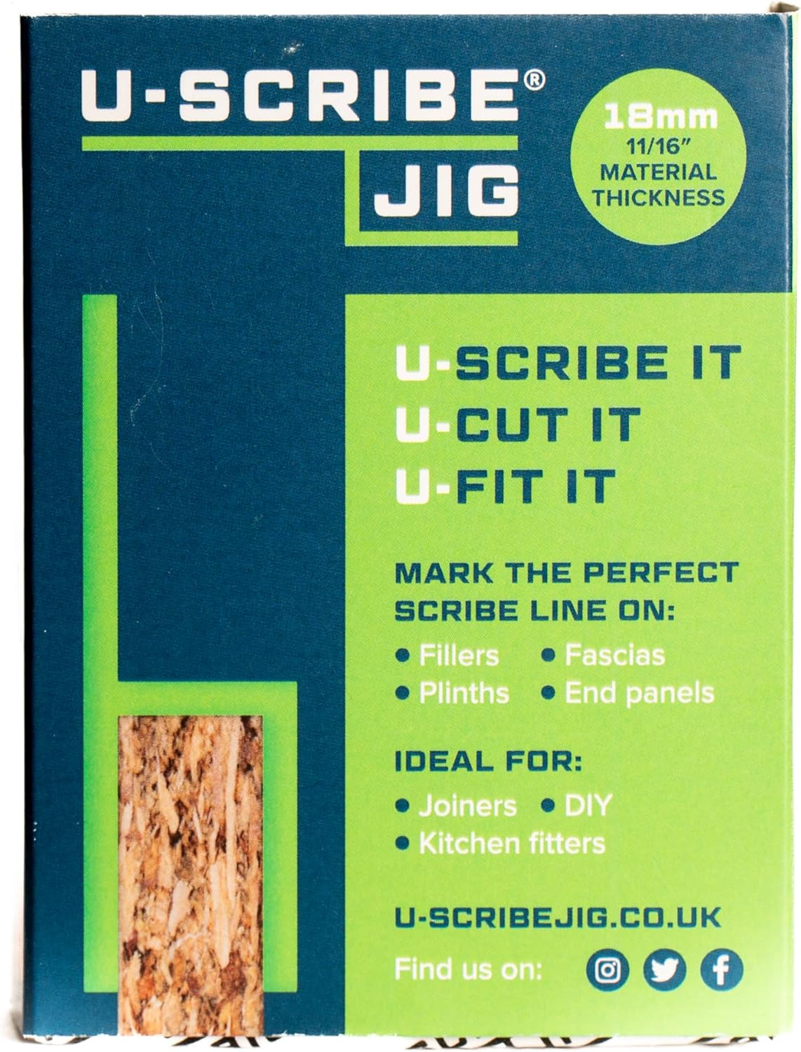 U-Scribe Jig 18Mm (11/16") Set of 3 Woodwork & Carpentry Jigs - Makes Scribing Fillers, Toe Kicks and Ceiling Scribes Easy, Ideal for Carpenters, Joinery, Furniture and Cabinet Installing image number 1