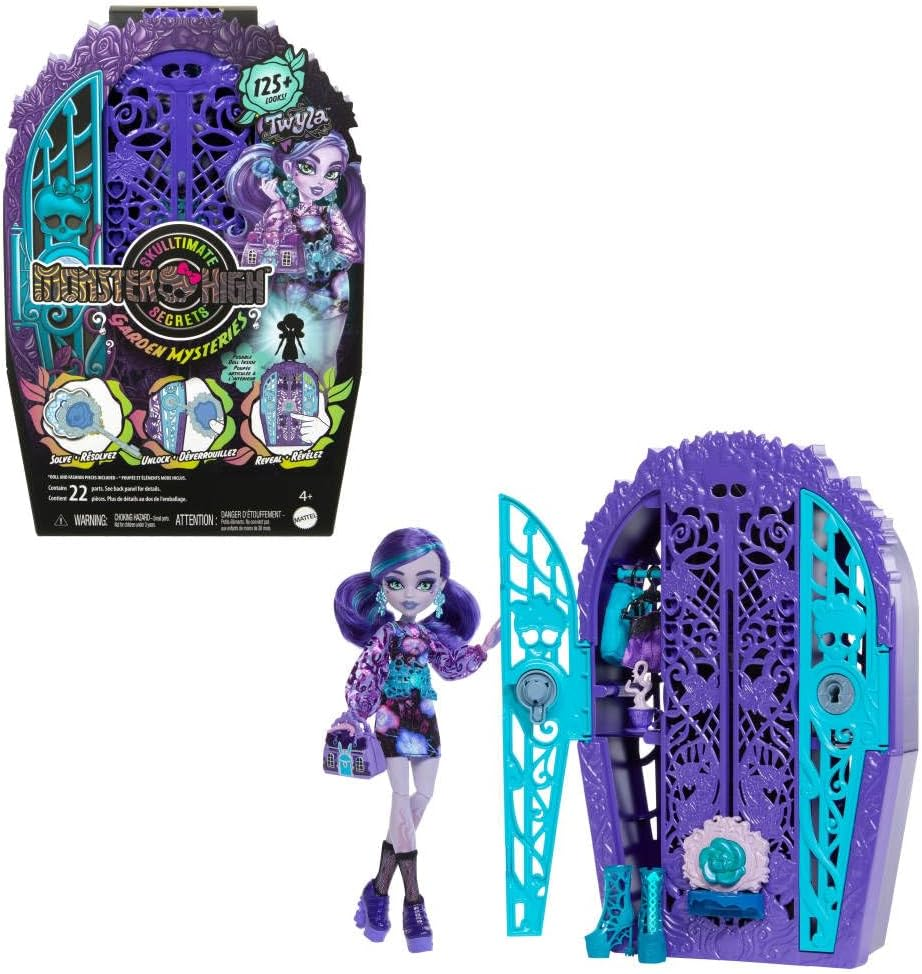 Monster High Skulltimate Secrets Doll and Accessories Set, Garden Mysteries Twyla with Reveal Closet & 19+ Tea Party Surprises like Doll Clothes