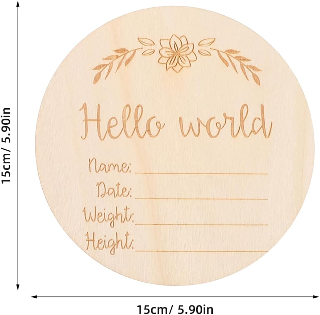 12Pcs Monthly Milestone Wooden Discs Photo Prop Growth Commemorative Cards Photo Cards Newborn Keepsake Plaque for Documentation