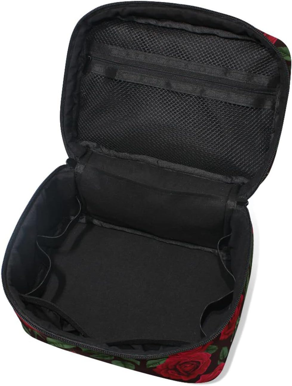 ODAWA Abstract Floral Pattern Makeup Bag Waterproof Travel Organizer Bag for Women and Girls, Red Roses2 - Bright Gentle Pattern image number 2