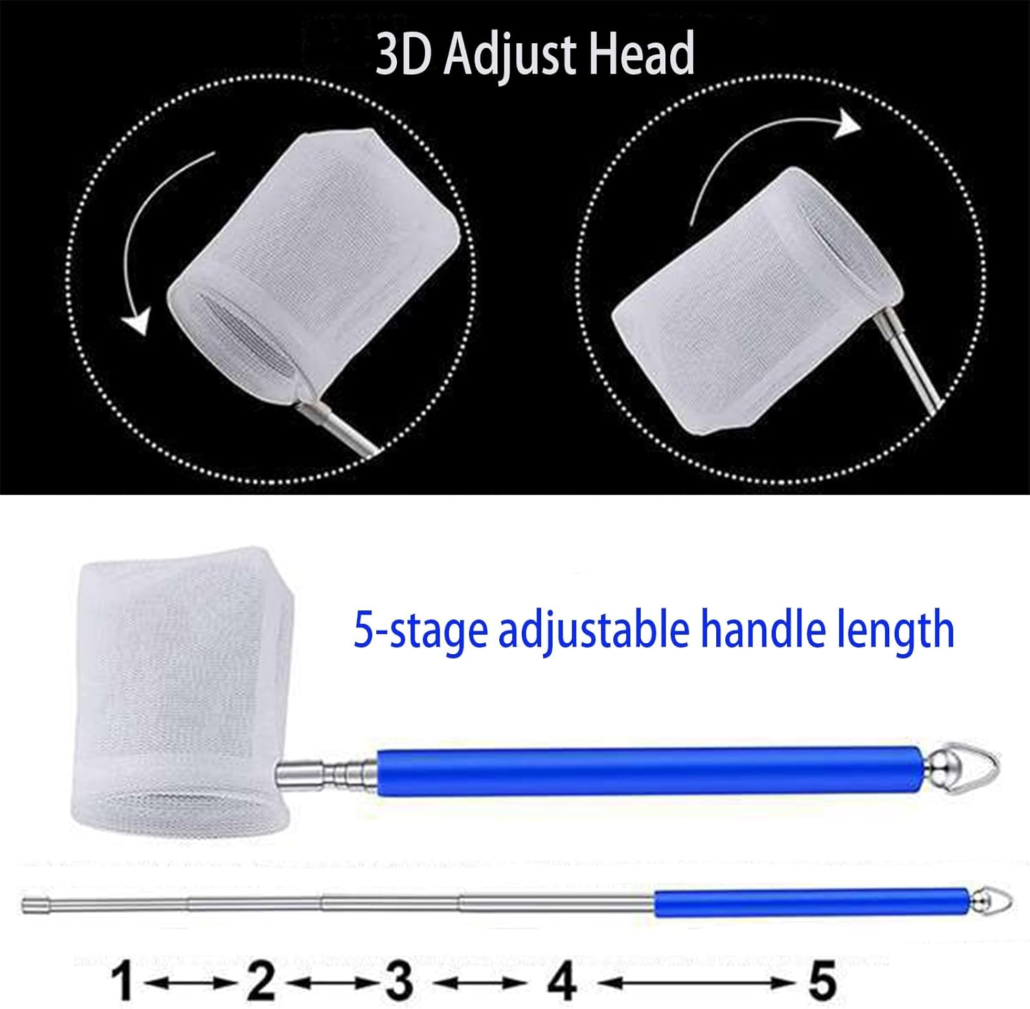 2Pcs Small Telescopic Shrimp Net, Aquarium Shrimp Net, Telescopic Fish Tank Shrimp Net, Mini Telescopic Aquarium Fish Net for Small Fish Shrimp Insect (Square Net+Round Net image number 4