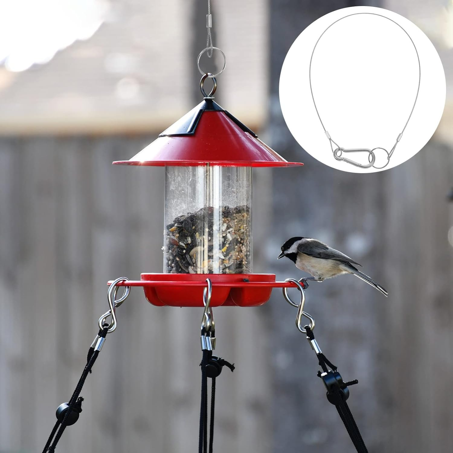 TEHAUX Lanyard Safety Rope Stainless Steel Wire Cable Tether 42 Inch Outdoor Security Strap for Shade Sails Dog Runs Camping Accessories