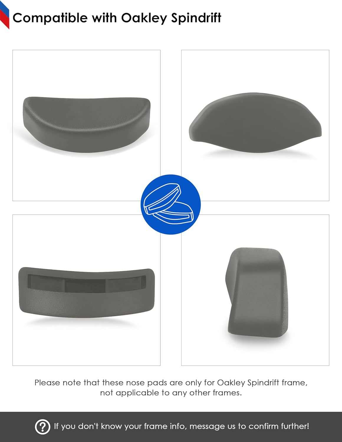 BLAZERBUCK Replacement Nose Piece Pads for Oakley Frogskins Range/Top Knot/Side Swept/Hstn/Spindrift Sunglasses image number 3