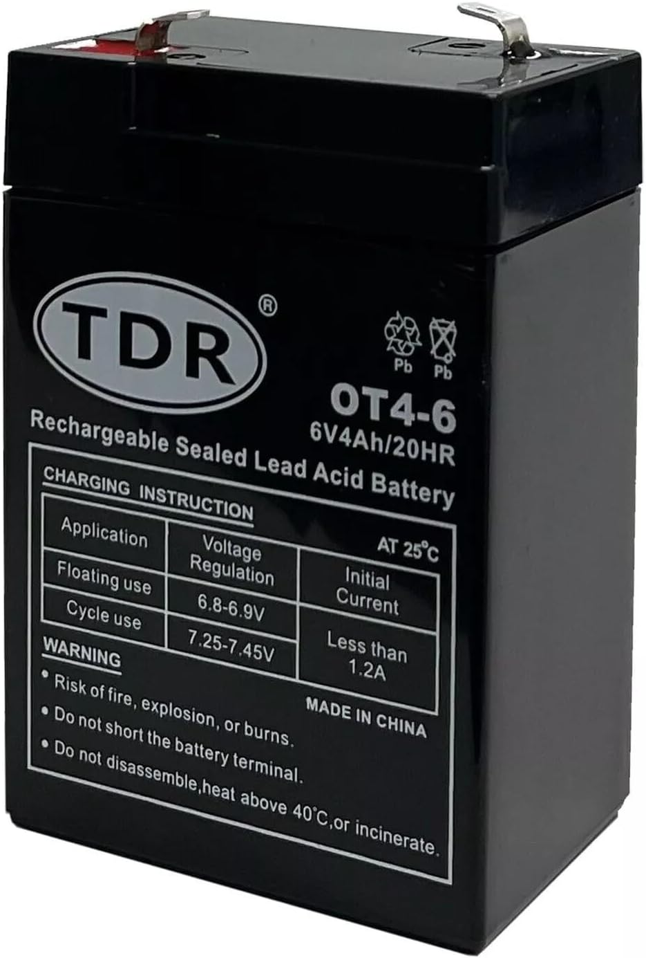 TDR OT4-6 6V 4Ah Gel Battery image number 4