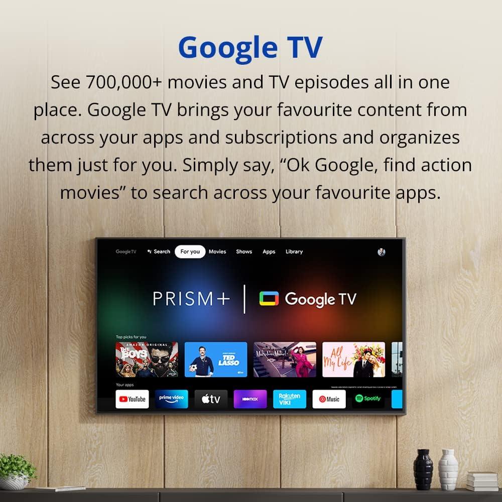 PRISM+ Q55 Ultra | 4K QLED Google TV | 55 Inch | Google Playstore | HDR10+ | IPS Panel | Zerobezel | 4K Netflix & Youtube | Dolby Audio | DTS Trusurround | Digital TV | Wifi image number 3