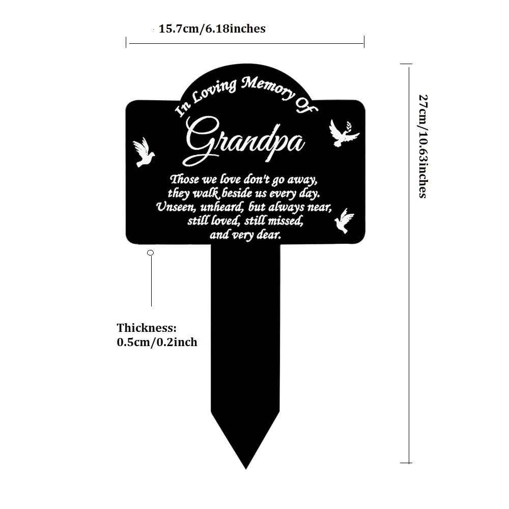 Knvss Cemetery Decorations for Grave Metal Grave Memorial Decorations Stake Plaque Grave Markers Outdoor Waterproof (Memory of Grandpa)