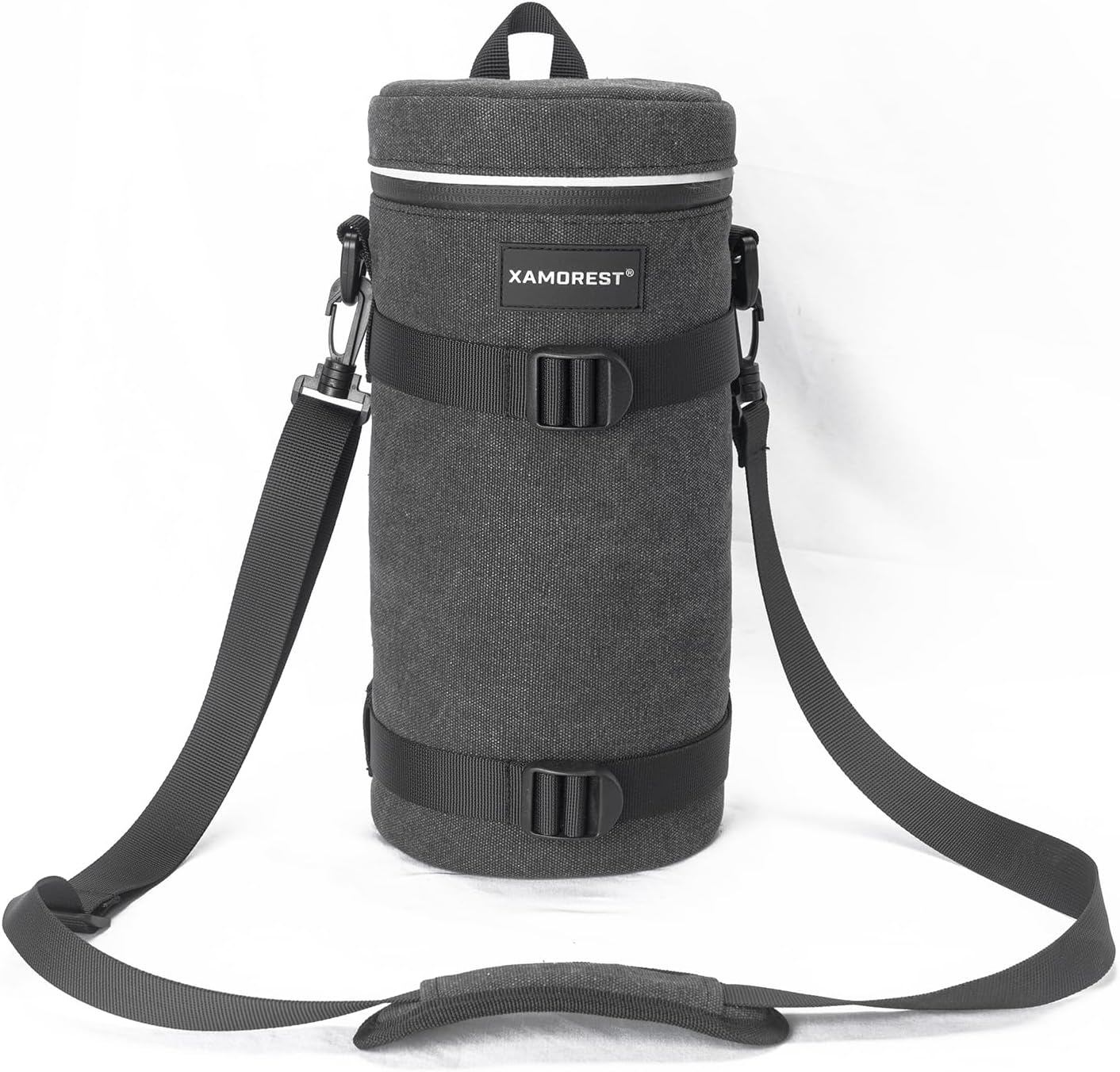 XAMOREST Camera Lens Case Lens Bag Compatible (5.51" X 14.56"(Canvas, Black))